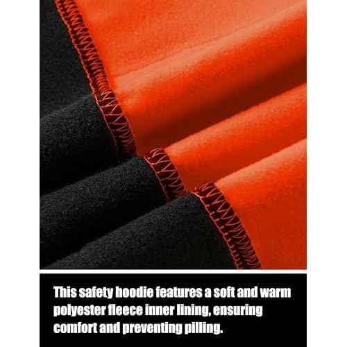 Ubon Hi Vis Hoodies for Men, High Visibility Hoodie Reflective Safety Sweatshirts Construction Workwear Black Bottom