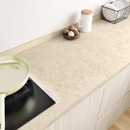 Matte Beige Granite Wallpaper Peel and Stick Countertops Marble Contact Paper for Kitchen Bathroom Waterproof Self Adhesive Granite Vinyl Countertop Covers Backsplash Walls Film 15.75"x78"