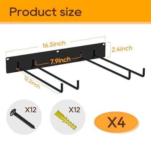 Folding Chair Storage Rack ? Heavy-Duty Wall Mount Hanger for Garage, Yard, Lawn Chairs ? Solid Metal, Holds 240 lbs ? Space-Saving Organizer for Camping & Beach Chairs (4)