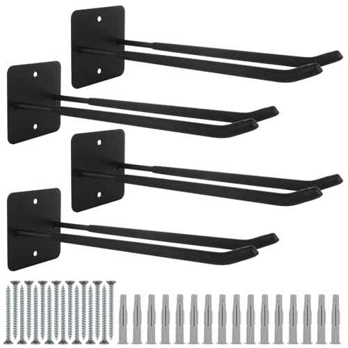 SHUESS 12.2 Inches Long Large Garage Hooks, 4 Pack Heavy Duty Garage Storage Utility Hooks, Wall Mount Organizer, Long Tool Hanger for Hanging Tire, Chairs, Hoses, Garden Tool, Bulk Items, Ropes, etc