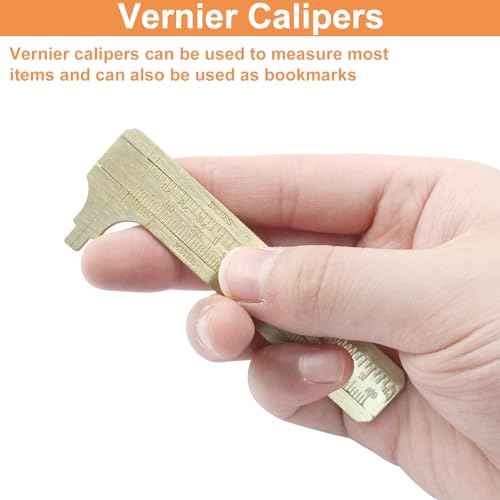 Piutouyar 80mm/3.15" Pocket Vernier Caliper Ruler, Brass Sliding Gauge Pocket Caliper, Mini Measuring Tool Double Scale mm/inch Metal Handy Caliper