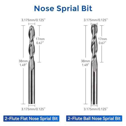 LUNYEE 40pcs End Mills CNC Router Bits with ER11, ER16 Collet, 1/8" Shank CNC Cutter Milling Carving Bit Set Including 2-Flute Flat Nose & Ball Nose, Nano Blue Coat & Titanium Coat Bits