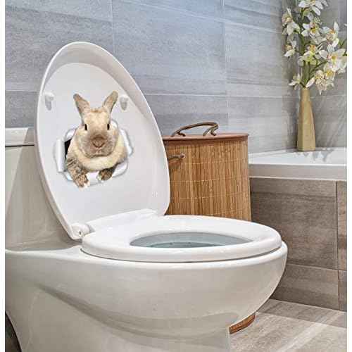 Winston & Bear Rascally Rabbit Wall Decals - Easter Decor - 2 Pack - Bunny Toilet Sticker - 3D Cat Car Window and Bumper Sticker - Retail Packaged Bunny Rabbit Gifts