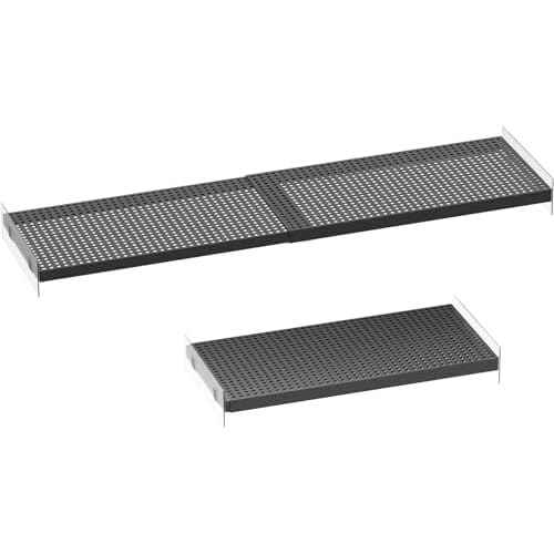 Adjustable Closet Shelves Organizers, Expandable for Cabinet Rack Storage Wardrobe Tension Shelving for Pantry Cupboard Kitchen (2 Perforated, W:7.87" x L: 17" to 31")