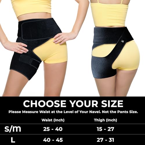 Boxiki Hip Brace for Sciatica Pain Relief - Adjustable Groin Compression Wrap Support for Thigh, Hamstring, Arthritis, Bursitis and Injuries - Sciatic Nerve Brace for Men & Women for Left Leg - Large