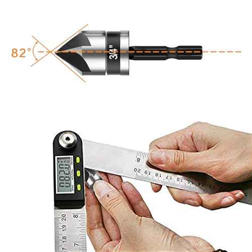 5 Pcs Countersink Drill Bit Set, Industrial Grade M2 High-Speed Steel, 82 Degree, 5 Flute with 1/4¡± Quick Change Hex Shank, 1/4" to 3/4" Size for Metal, Wood & Plastic - Includes Durable Case