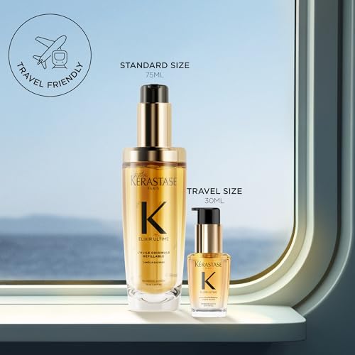 Kerastase Elixir Ultime Refillable Hair Oil - Hydrates & Smoothes Frizz, Adds Shine, With Wild Camellia, Nourishes & Strengthens Hair, 1.01 Fl Oz, Travel Size