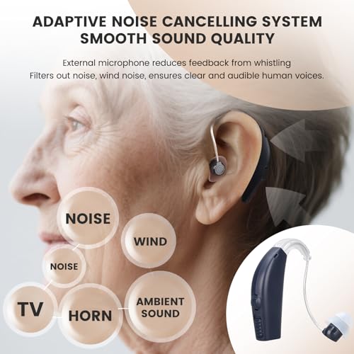 Hearing Aids Hearing Amplifiers for Seniors Rechargeable with Noise Cancelling Hearing Aid Loss Amplifier Seniors and Adults with Charging Case-Black