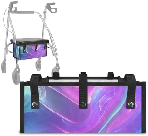 LedBack Blue Purple Walker Accessories 3 Piece Set Rollator Walker Seat and Backrest Covers, Walker Storage Bags Lightweight Rollator Seat Cushion Covers and Organizer Bag