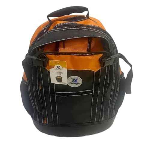 20-408 490mm Heavy Duty Polyester Tool Backpack with Plastic Base, Orange/Black