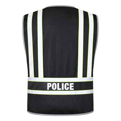 Reflective Class 2 Police Traffic Vest Lime Green 4 Point Breakaway Heavy Duty High Visibility Yellow Police Vest
