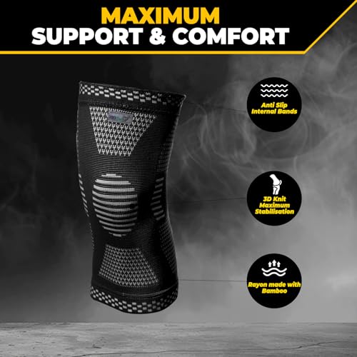 NeoTech Care Knee Support Brace - Breathable - Men, Women, Right or Left (Black Color, Size XL, 1 Pair)
