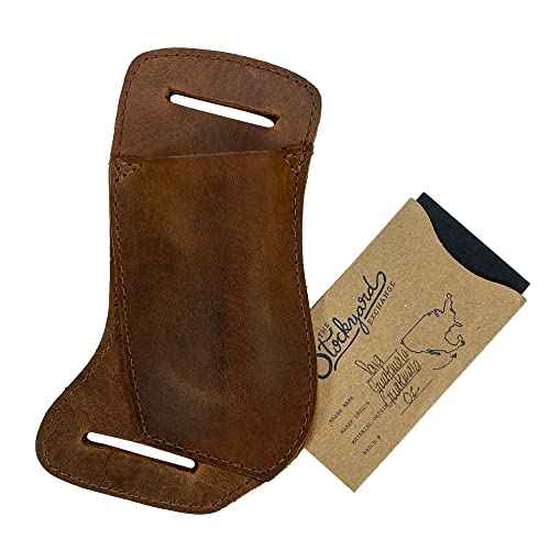 Horizontal Knife Holster Handmade from Full Grain Leather - Multitool Holder, Tool Case, Camping & Outdoor Accessories :: Bourbon Brown