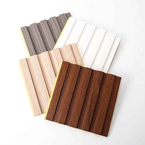 Art3d Slat Wall Panels, WPC Soundproof 3D Wall Paneling for Interior Wall Decor, TV Background, Samples 5-Pack 6 x 6 in.
