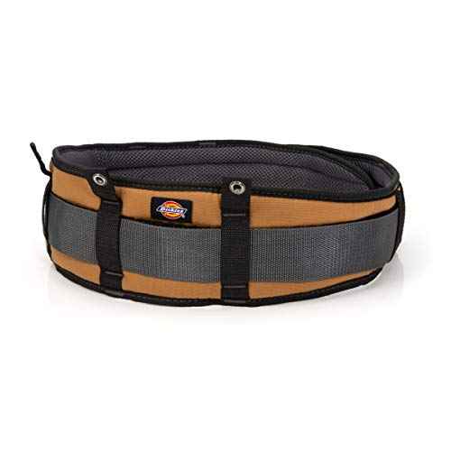 Dickies Heavy-Duty Padded Work Belt for Contractors, Double-Tongue Roller Buckle, Adjustable, 5-inch Width, Holds Most Tool Belt Pouches, Grey/Tan