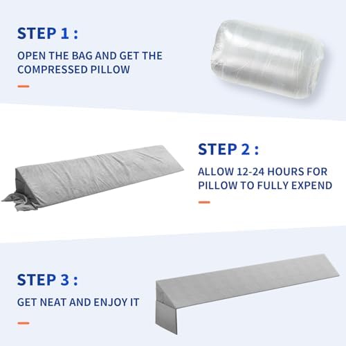 Full Size Pillow Wedge for Headboard Bed Wedge Pillow Gap Filller (0-8") High Density Foam Wedge Stoppers Triangle Foam Pillow Wedge Between Headboard Mattress
