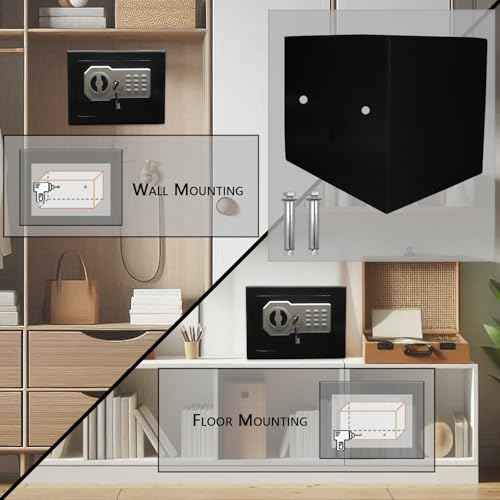 Yuanshikj Key Electronic Keypad Security Safe Lock Box Steel Digital Deposit for Home Office Hotel Business Cash Jewelry Storage (BLACK, 0.2 CF)
