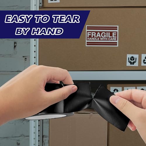 Black Duct Tape Heavy-Duty Waterproof Duct Tape- Strong Adhesive, Waterproof, Residue-Free, 2 Inches x 22 Yards, for Repairs and Industrial Use (2-Pack)