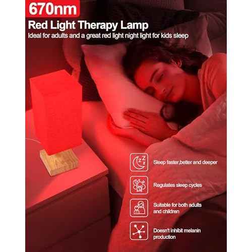Red Light Night Light Lamp for Sleep, 670nm Red Nightlight Desk Lamp for Bedroom with Multi-Color and Brightness Options Remote Control USB Charging Elegant Design