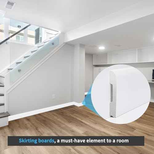Art3d Wall Baseboard Molding Trim 8-Pack of 56 x 2.6 in., High Impact Polystyrene Skirting Board - Installed with Glue - White