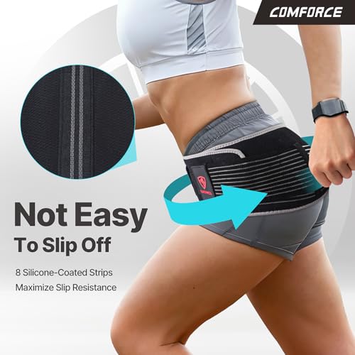 Sacroiliac Hip Belt, Dual Adjustable Compression with Ice Pack, Relief for Lower Back, Pelvic Stabilization, Postpartum Recovery & Lumbar Support - L(fits waist circumference: 38-46 inches)
