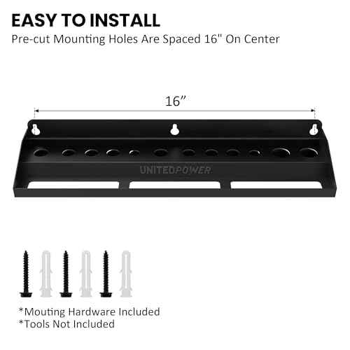 UNITEDPOWER Brush and Trigger Bottle Holder, Wall Mount Storage Rack Organizer for Auto Repair Shops Car Washes And Home Garages, Stores up to 12 Detailing Brushes & Hanging Rail for Bottles