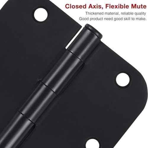 48 Pack Matte Black Door Hinges 3.5 x 3.5 Inch 5/8" Radius, Interior Heavy-Duty Rounded Hinge for Doors Standard Bedroom Office Door Hardware Removable Pin,RV,Garage,Storage Shed,Livestock Facilities