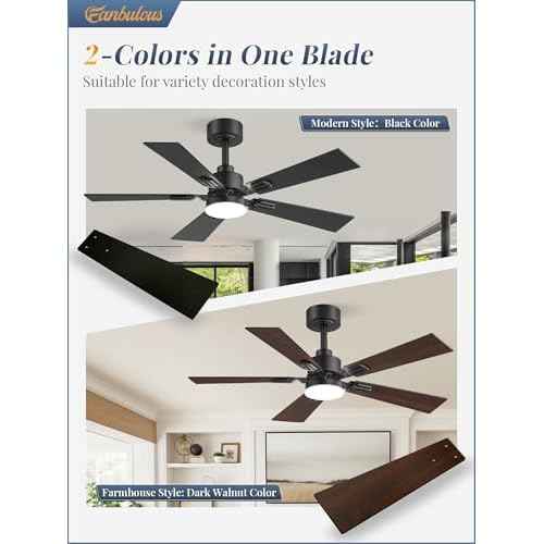 Fanbulous 42 Ceiling Fans with Lights and Remote, Modern Low Profile Ceiling Fans with Dimmable 3CCT Quiet DC Motor, Reversible Celing Fan with 6-Speeds Timer for Bedroom(Black)