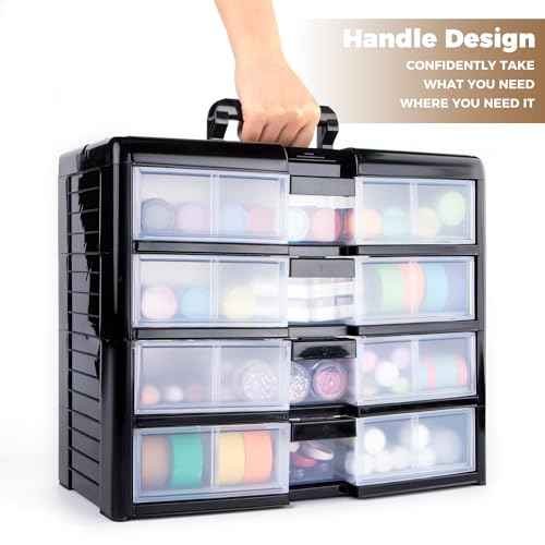 Screw Organizer Small Parts Cabinet Chest, 16-Drawer Hardware Electronics Nuts Bolts Storage Drawers Organization Toolbox Garage Craft Teacher Beads Scrapbook Art Hobby (Black)