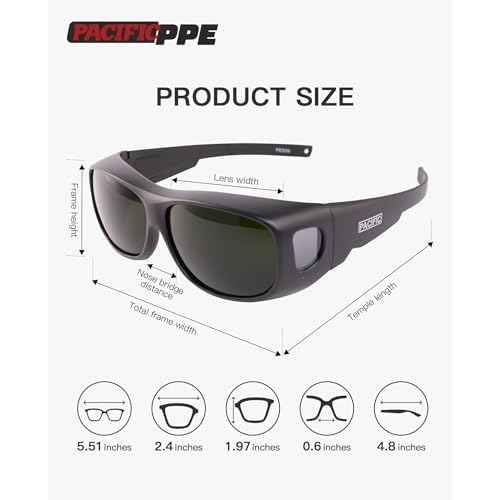 PACIFIC PPE Welding Glasses, ANSI Z87 Work Safety Glasses with Wraparound Lenses, IR Shade 5 Sunglasses for Men and Women, UV Protection