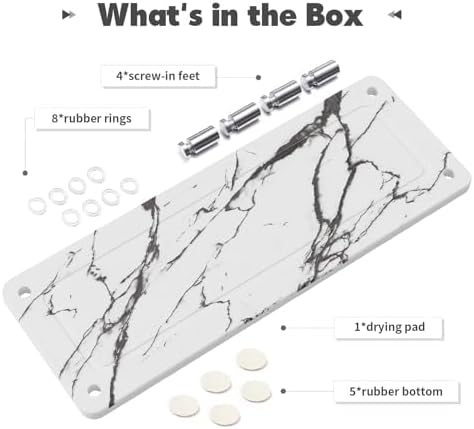 Kitchen Sink Caddy Water Absorbing Stone Tray For Sink, Diatomite Bathroom Countertop Tray Organizer, Faucet Stone Drying Mat Coaster Soap Dish Sponge Dispenser Holder (Marble)