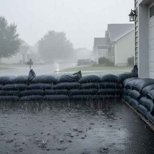 5 Pack Sandless Sand Bags Garage Water Barrier Flood Barrier Sandbags 14 x 26 Inch for Flooding Water Absorbent Mat Flood Prevention Barriers Reusable Sand Bags(Dark Green)