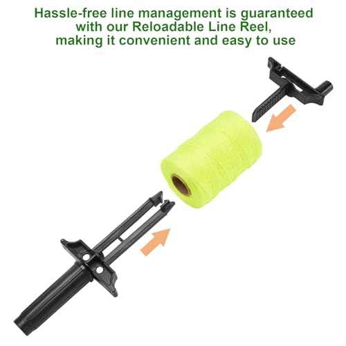6 Roll Mason Line String Line - #18 Braided Nylon String - 500 Ft Length - Nylon with Reloadable Line Reel Twine for Gardening Or Masonry Tools - Perfect Construction String (Yellow)