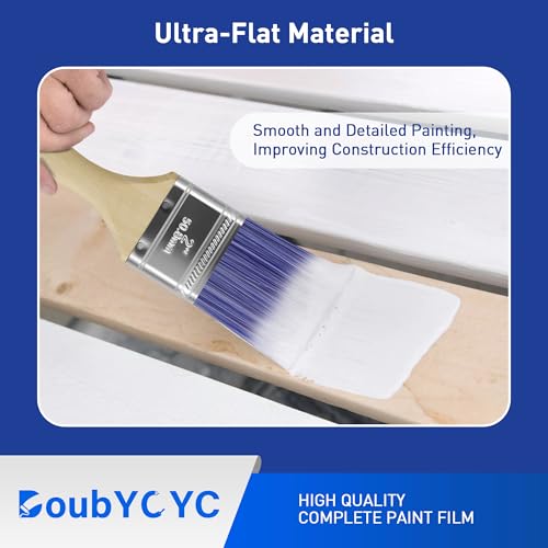 Paint Brushes - 6 Pack, 2" Flat Brushes, Paint Brush Set, Wood Paint Brushes for Walls, Stain & All Oil Paints - Home Improvement - Interior & Exterior Use