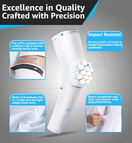 HiRui Elbow Pads for Teenagers Men Women, Elbow Brace Basketball Shooter Sleeves Arm Compression Sleeves
