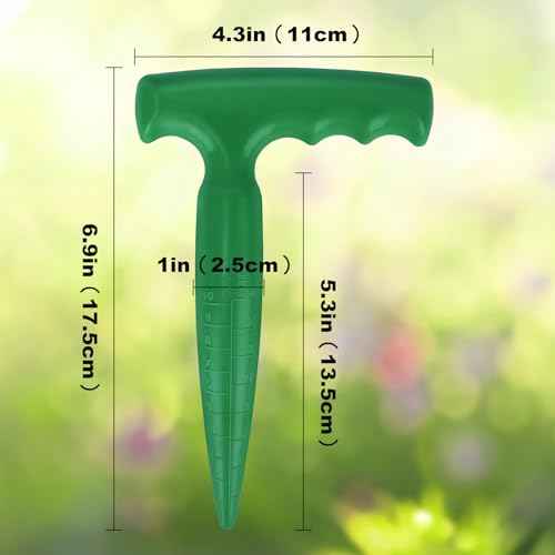 Seed Planter Tool, 6.9" Dibber Garden Tool, Plastic Seed Dibbler for Planting, Bulb Digger Garden Planter with Handle for Sowing Seeds, Planting, Bulbs, Digging (Green)