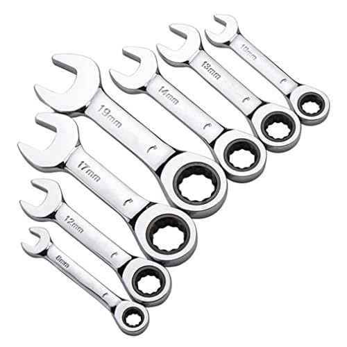 FLZOSPER 10mm Metric Stubby Box End Head Geared Wrench, 72-Tooth Ratcheting Combination Wrench Spanner