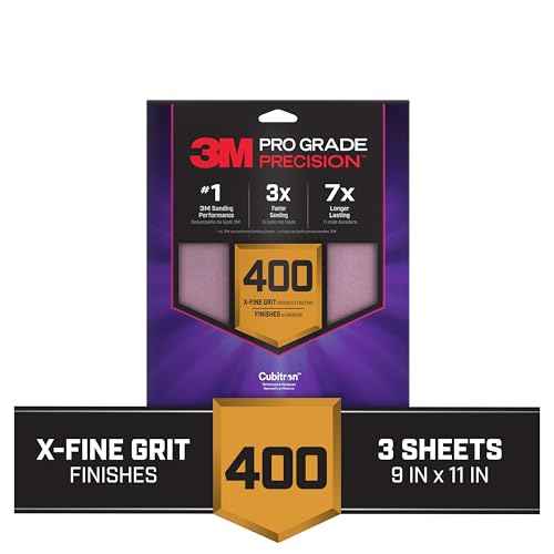 3M SHR400-PGP-3T Pro Grade Precision Faster Sanding, Sanding Sheets, 400-Grit Extra-Fine, 9" x 11", 3-Pack