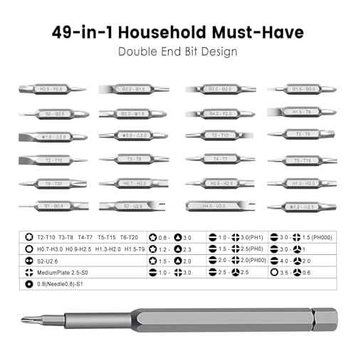49-in-1 Precision Screwdriver Set, Tiny Torx Screwdriver Fits Glasses, Magnetic Repair Tool Kit For Laptop, Iphone, Macbook, Tablet, Computer, Ps5, Electronics, Watch, Xbox, Camera