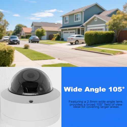 4MP PoE IP Vandal Dome Camera Outdoor/Indoor, IP Security Camera, 65ft Night Vision, IP66 Waterproof, 2.8mm Wide Angle Lens, 24/7 Recording, NDAA Complaint (Regular IR)