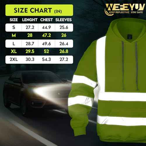 wefeyuv Hi Vis Men's Solid Color Reflective Visibility Sweatshirts Pullover