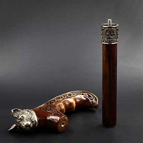 Handmade Wooden Walking Cane Stick Metal Brass Bronze Cat Handle Wooden Shaft for Men & Women stylish collectible 36''