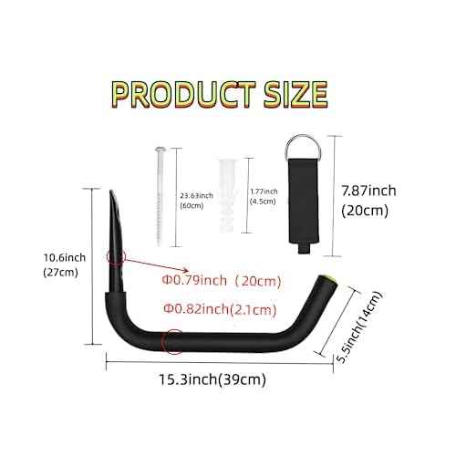 Garage Storage Heavy Duty Hooks, 15Inch Jumbo Arm Kayak Rack, Heavy Duty Wall Hooks for Canoe, Ladder, Bicycle, Folding Chairs, Surfboard, Snowboard, Hose and Tools (6 Pack)