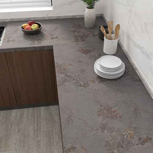 CHIHUT 12"x100" Luxury Matte Brown Gold Thicken Marble Peel and Stick Contact Paper for Countertops Waterproof Self Adhesive Marble Vinyl Wrap Textured Removable Wallpaper for Kitchen Bathroom