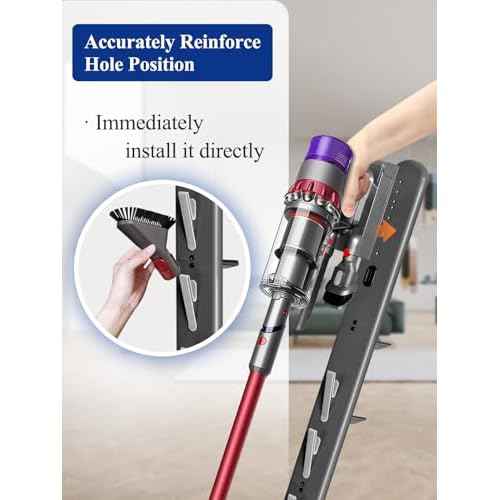 Metal Vacuum Stand for Dyson Gen5 V15 V12 V11 V10 V8 V7 V6 Cordless Vacuum Organizer with 4 Hooks & 4 Shelves, Hidden Cable Design, Space-Saving Attachment Holder for Dyson Cordless Vacuums