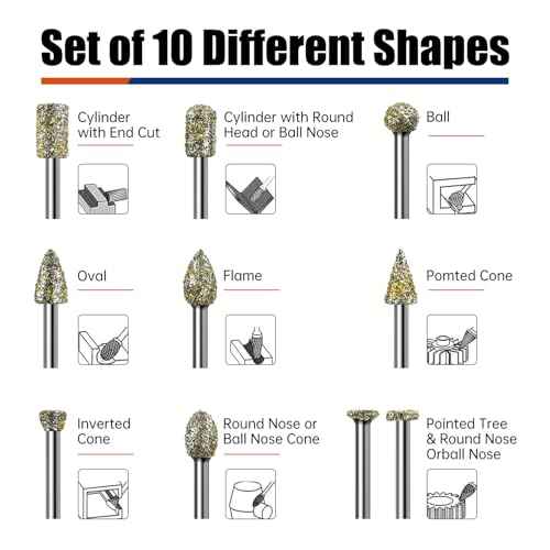 20Pcs 46-Grit Diamond Grinder Bits for Dremel Tool Accessories, 1/8" Shank, Rotary Tool Bits for Stone Glass Resin Porcelain Ceramic Dog Nail Glaze Metal Carve Engrave Polish