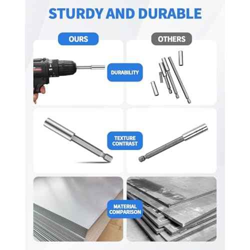8 PCS Drill Bit Extension, 1/4" Hex Shank Magnetic Drill Extension Bit Holders, S2 Steel Impact Drill Bit Extender (2 Inch,3 Inch, 4 Inch, 6 Inch) for DIY, Automotive; Repair Work