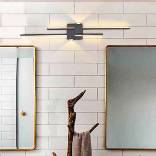 Black Wall Sconces Modern LED Bathroom Vanity Linear Wall Lamp 3000K Warm Light for Living Room Indoor Wall Lighting for Bedroom Living Room Hallway Stairway