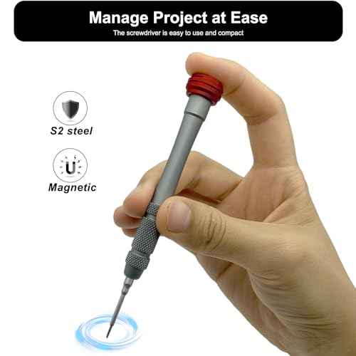 P2 Pentalobe Screwdriver, Precision Screwdriver Star Shape 0.8mm Compatible with iPhone HUAWEI Xiaomi OPPO, Magnetic, Swivel Top, Hard S2 Steel Tip, Aluminum Alloy