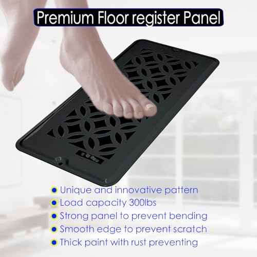 Floor Vent Covers, All Steel Floor Register, 4" x 10" Vent Cover, Decorative Vent Covers for Home Floor and Ceiling, Heavy Duty Steel Air Vent Covers to Walk on(Black, 4 Pack)